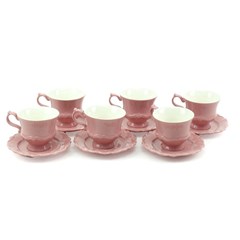Conjunto de 6 Xícaras de Chá em Porcelana com Pires Fancy Rose