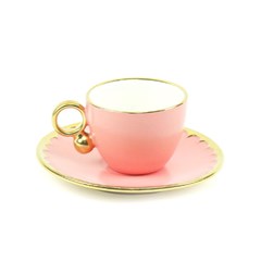 Conjunto de 6 Xicaras de Chá em Porcelana Egg Rosa Matt