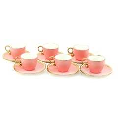 Conjunto de 6 Xicaras de Chá em Porcelana Egg Rosa Matt