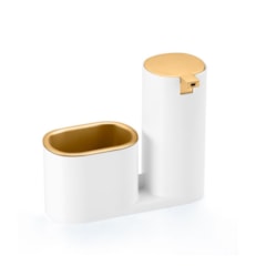 Dispenser para Detergente e Bucha Branco com Dourado Conceito