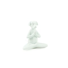 Escultura Cachorro Branco Yoga Meditação
