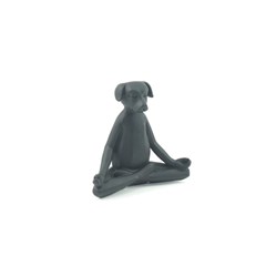 Escultura Cachorro Preto Yoga Posição de Lótus