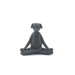 Escultura Cachorro Preto Yoga Posição de Lótus