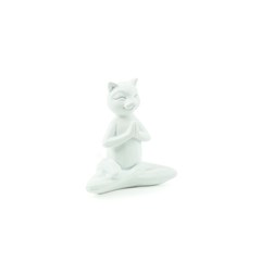 Escultura Gato Branco Yoga Meditação