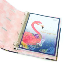 Fichário Argolado com Elástico Aloha Flamingo
