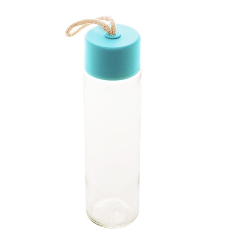 Garrafa de Vidro com Tampa de Plástico Azul Claro 360 ml