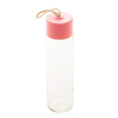Garrafa de Vidro com Tampa de Plástico Rosa 360 ml