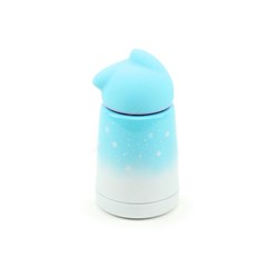 Garrafa Térmica de Inox a Vácuo Gatinho Glitter Degradê Azul Claro