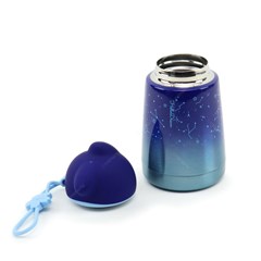 Garrafa Térmica de Inox a Vácuo Gatinho Glitter Degradê Azul Escuro