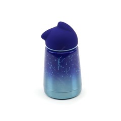 Garrafa Térmica de Inox a Vácuo Gatinho Glitter Degradê Azul Escuro