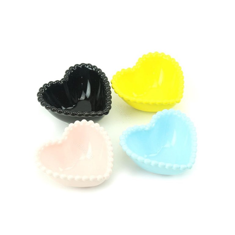 Jogo Mini Bowls de Cerâmica Coração Coloridos com 12 Peças