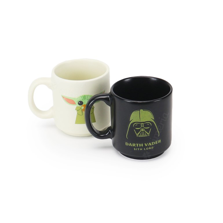 Kit 2 Canecas Mini Star Wars - Baby Yoda e Dath Vader 100 ml