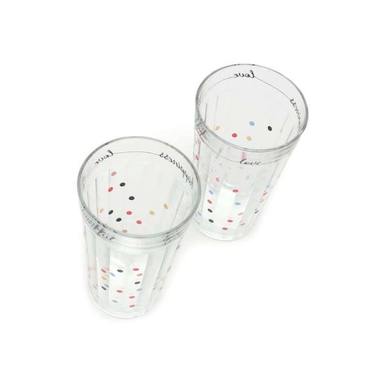 Kit 2 Copos de Vidro Mini Dots 450 ml