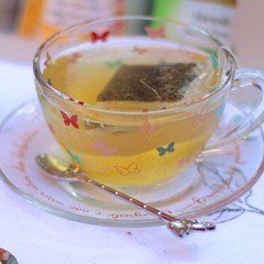 Kit 2 Xícaras de Chá com Pires de Vidro Borboleta
