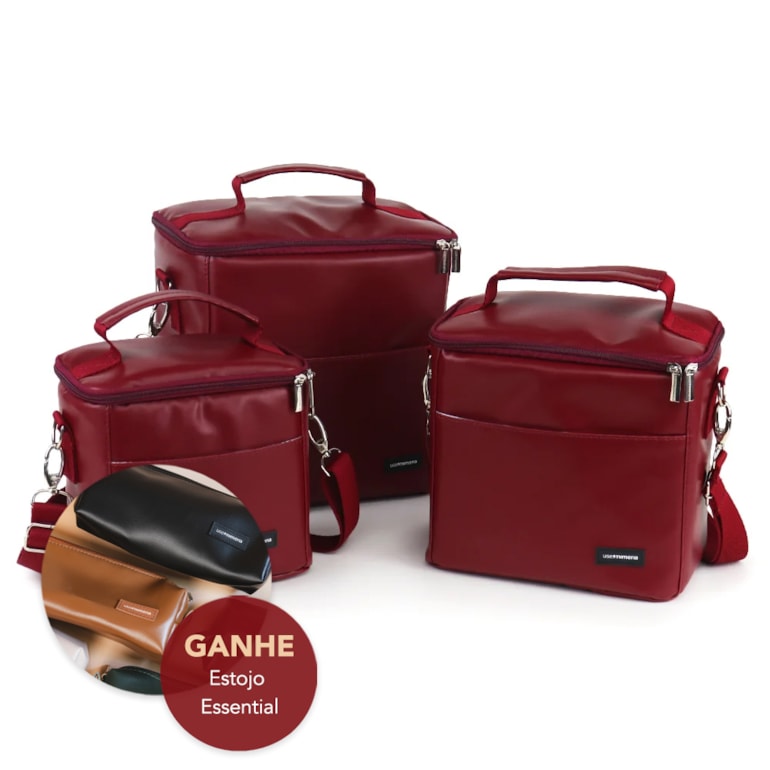Kit 3 Bolsas Térmicas Moves Vermelho Cereja