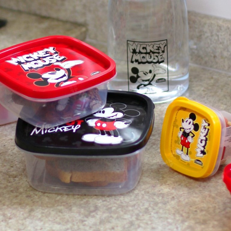 Kit 3 Potes Quadrados Mickey Mouse