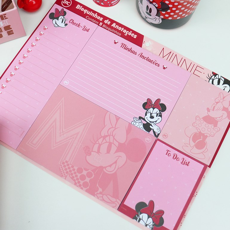 Kit 5 Blocos de Anotações Minnie Mouse