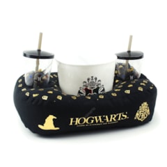 Kit Almofada Porta Pipoca Harry Potter Hogwarts com 2 Copos