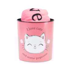 Kit Balde de Pipoca e Manta I Love Cats