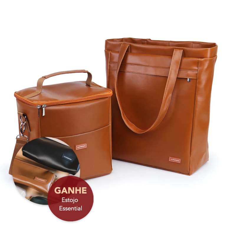 Kit Bolsa Sacola Pro + Térmica Move Grande Caramelo
