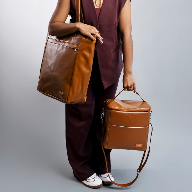 Kit Bolsa Sacola Pro + Térmica Move Grande Caramelo