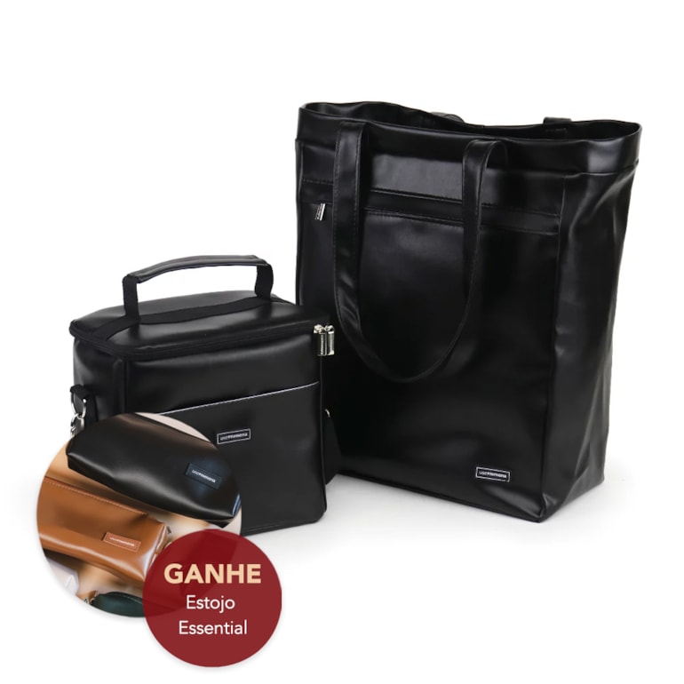 Kit Bolsa Sacola Pro + Térmica Move Média Preta