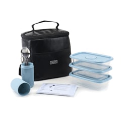 Kit Bolsa Térmica Move Preta 6 Peças Azul