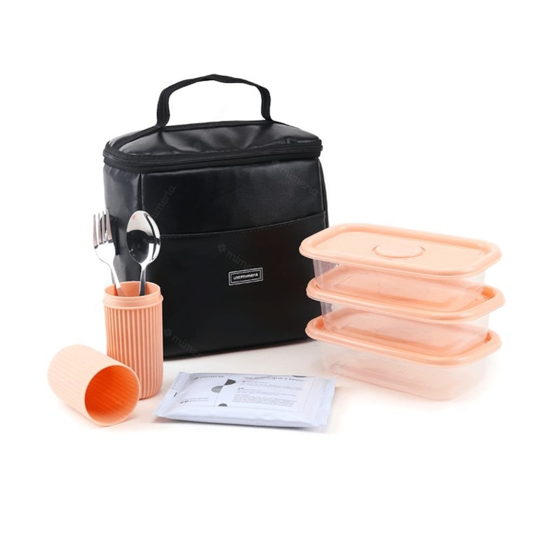 Kit Bolsa Térmica Move Preta 6 Peças Rosa