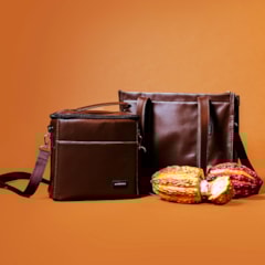 Kit Bolsa Tote Midi com Alça + Mochila Essential + Térmica Move Grande Marrom Cacau