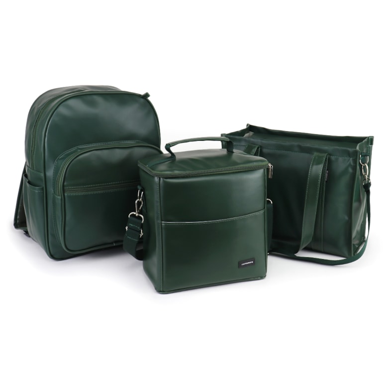 Kit Bolsa Tote Midi com Alça + Mochila Essential + Térmica Move Grande Verde Oliva