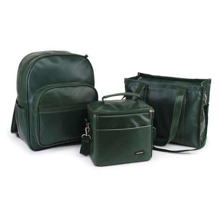 Kit Bolsa Tote Midi com Alça + Mochila Essential +Térmica Move Média Verde Oliva