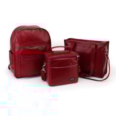 Kit Bolsa Tote Midi com Alça + Mochila Essential +Térmica Move Média Vermelho Cereja