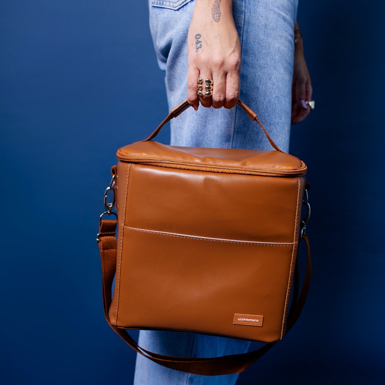 Kit Bolsa Tote Midi com Alça + Térmica Move Grande Caramelo