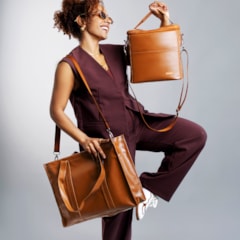 Kit Bolsa Tote Midi com Alça + Térmica Move Grande Caramelo