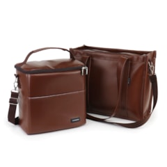 Kit Bolsa Tote Midi com Alça + Térmica Move Grande Marrom Cacau