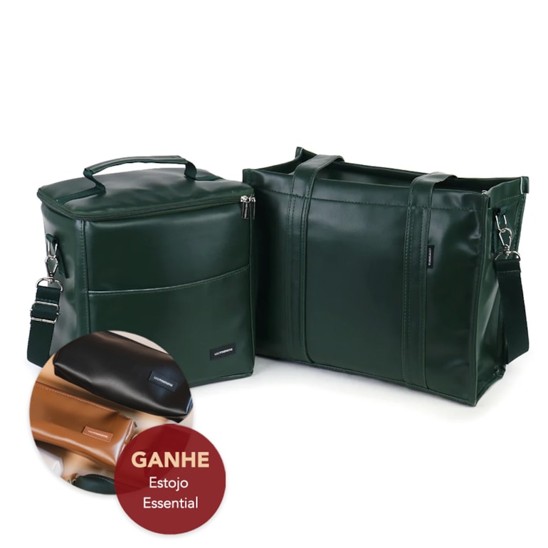 Kit Bolsa Tote Midi com Alça + Térmica Move Grande Verde Oliva