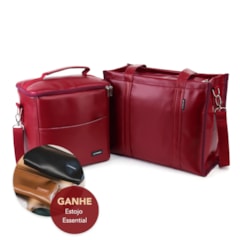 Kit Bolsa Tote Midi com Alça + Térmica Move Grande Vermelho Cereja