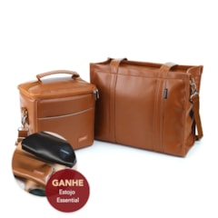 Kit Bolsa Tote Midi com Alça + Térmica Move Média Caramelo
