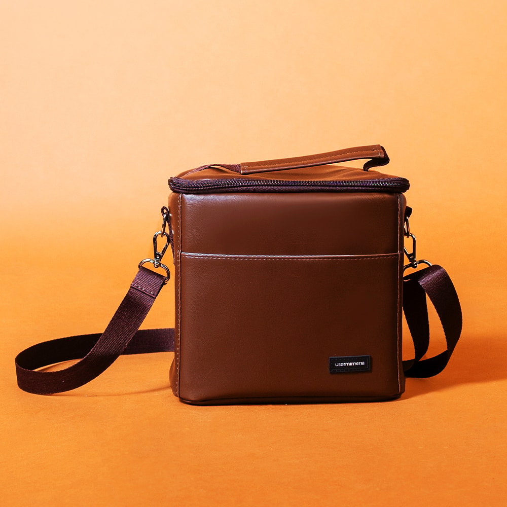 【A】【B】ミッティ Kit Bolsa Tote Midi com Alça + Térmica Move Média Marrom Cacau