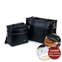 Kit Bolsa Tote Midi com Alça + Térmica Move Média Preta