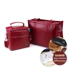 Kit Bolsa Tote Midi com Alça + Térmica Move Média Vermelho Cereja