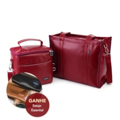 Kit Bolsa Tote Midi com Alça + Térmica Move Média Vermelho Cereja