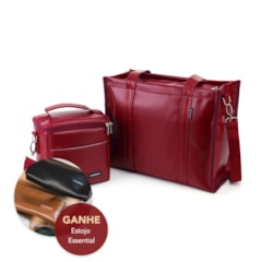Kit Bolsa Tote Midi com Alça + Térmica Move Mini Vermelho Cereja