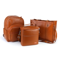 Kit Bolsa Tote Pro com Alça + Mochila Essential + Térmica Move Grande Caramelo
