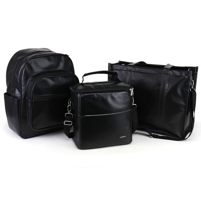 Kit Bolsa Tote Pro com Alça + Mochila Essential + Térmica Move Grande Preta