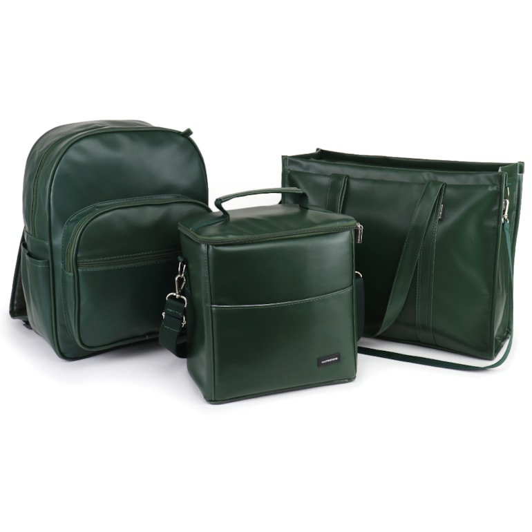 Kit Bolsa Tote Pro com Alça + Mochila Essential + Térmica Move Grande Verde Oliva