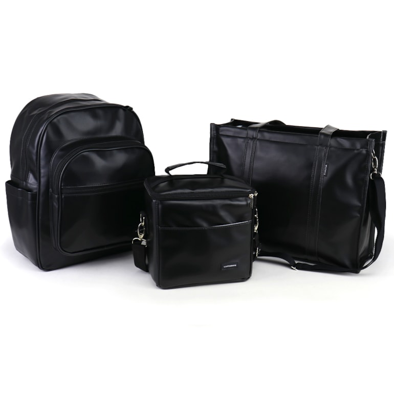 Kit Bolsa Tote Pro com Alça + Mochila Essential + Térmica Move Média Preta