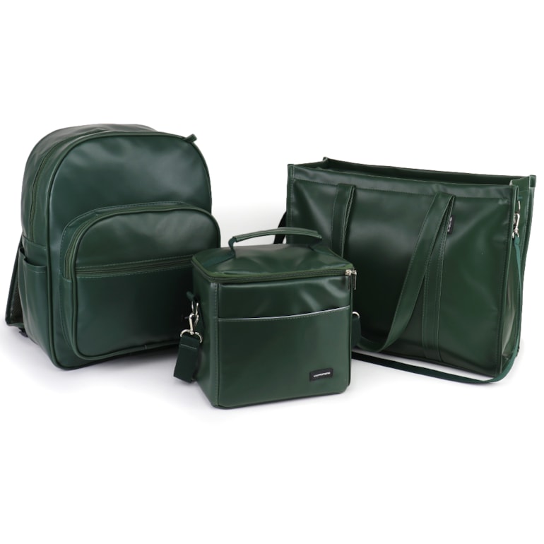 Kit Bolsa Tote Pro com Alça + Mochila Essential + Térmica Move Média Verde Oliva