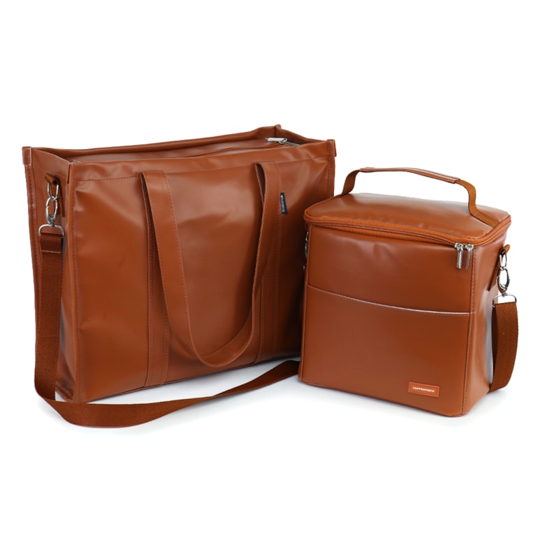 Kit Bolsa Tote Pro com Alça + Térmica Move Grande Caramelo
