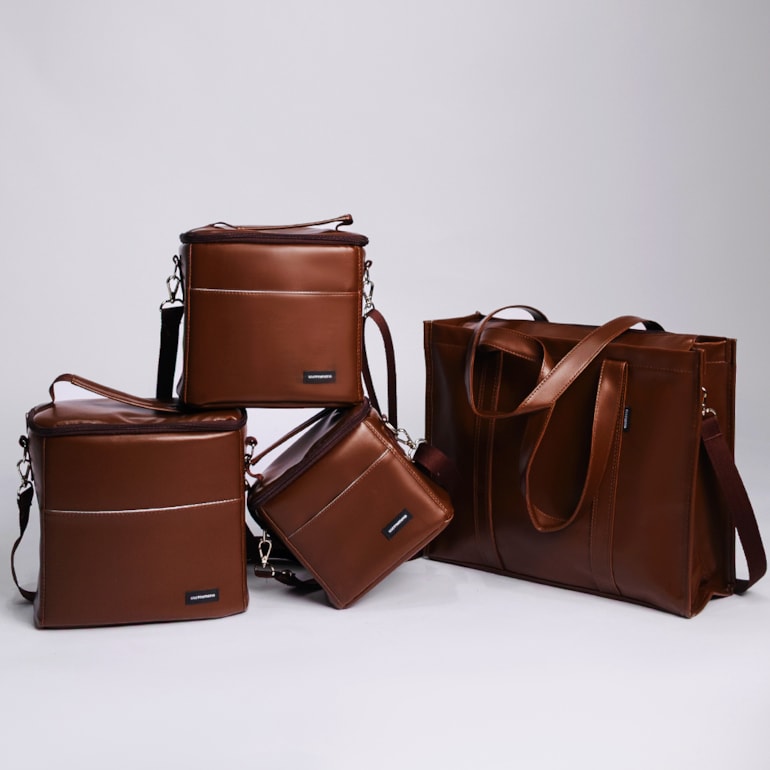 Kit Bolsa Tote Pro com Alça + Térmica Move Grande Marrom Cacau